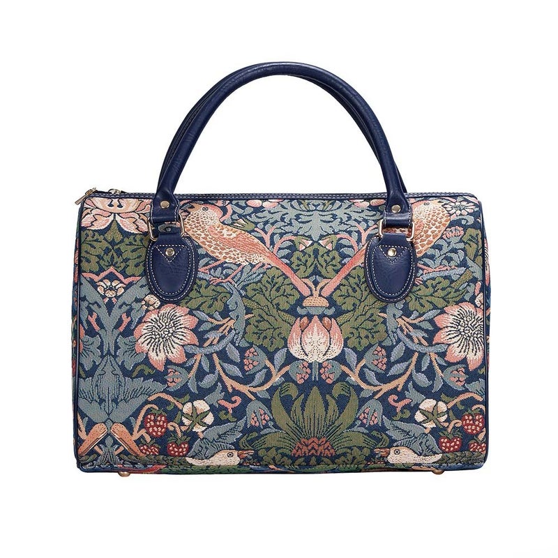Signare Womens Fashion Canvas Tapestry Travel Weekend Overnight Bag in William Morris Strawberry Thief Blue Design (TRAV-STBL) - Image 4